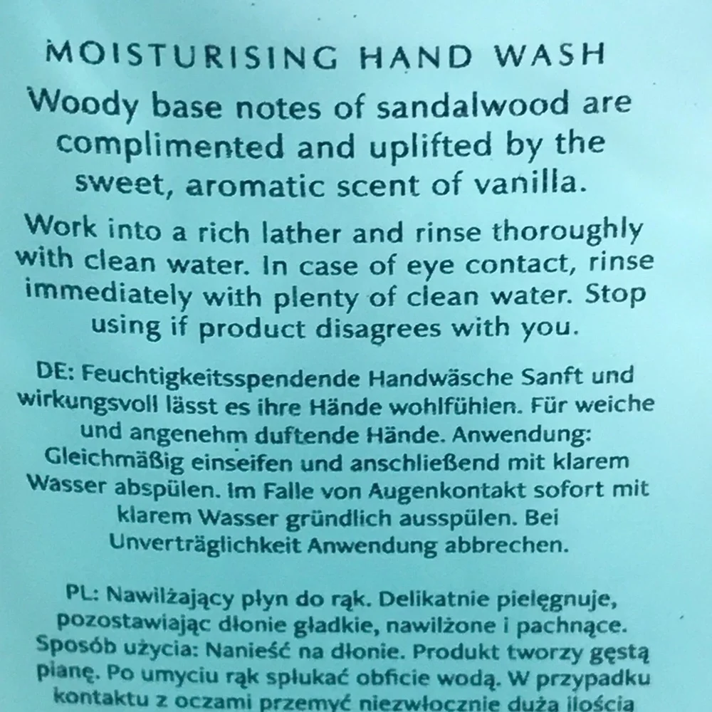 NEW - PECKSNIFF'S Sandalwood & Vanilla Moisturizing Hand Soap